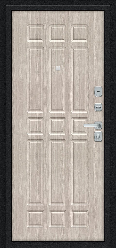 Входная дверь Мило МФ/BChrome Букле черное/Cappuccino Melinga BR6202 внутренняя сторона